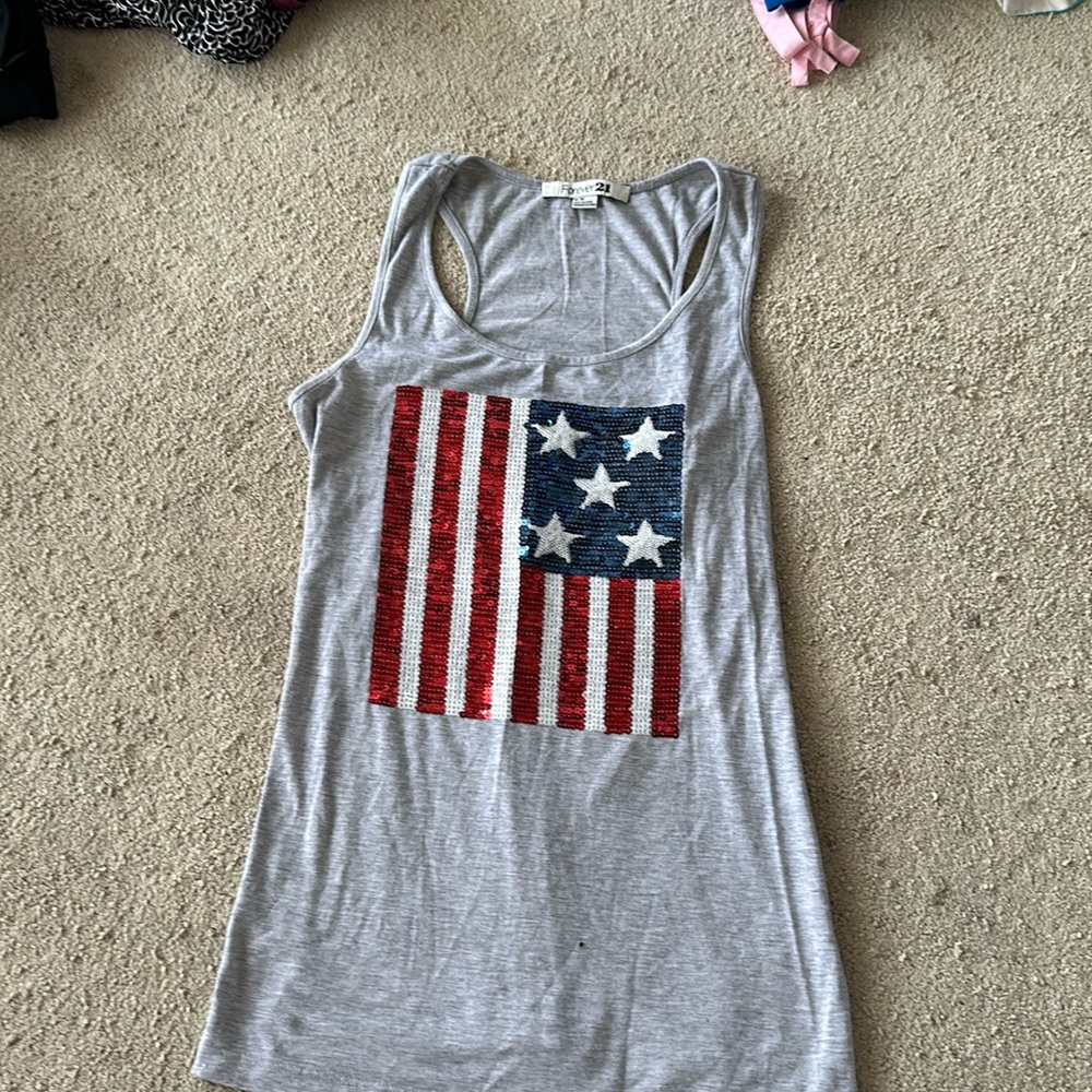American flag racer back women’s tank